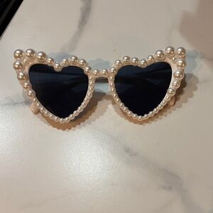 Pearl-Embellished Heart Sunglasses
